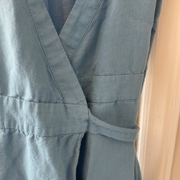 J. Crew Linen Wrap Midi Dress Blue XS - Picture 11 of 12